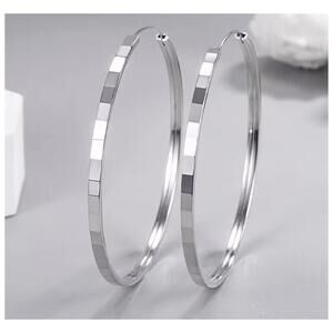 Faceted hoop earrings - silver - 2"